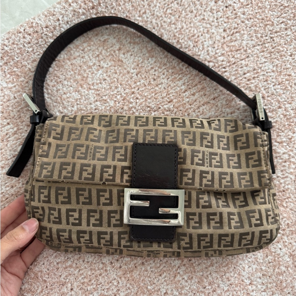 Fendi Brown canvas Baguette Bag